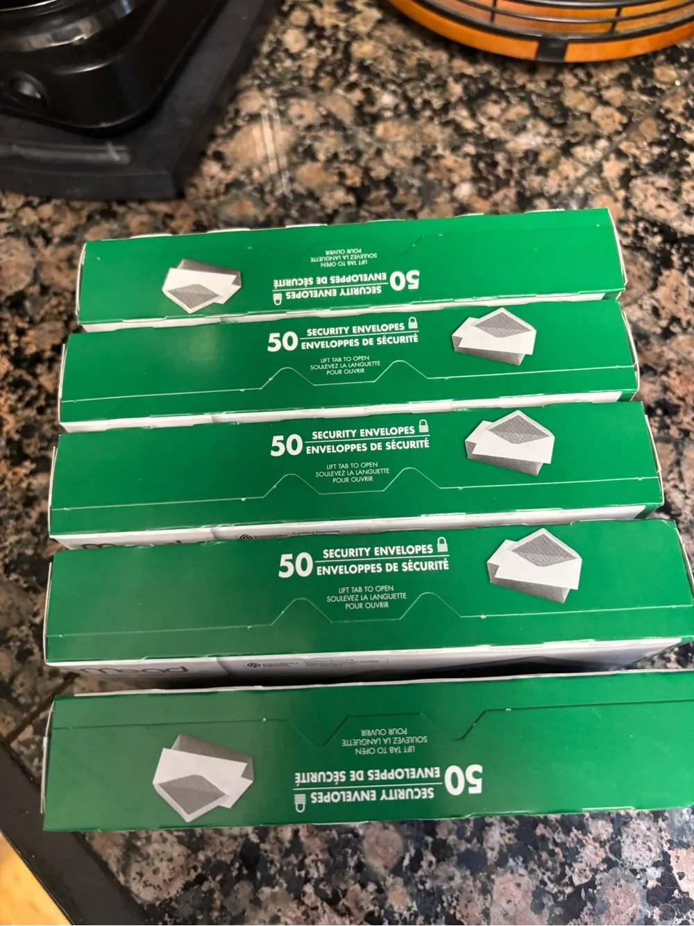 Mead Security Envelopes 50 Count - Green & White Boxes —5 Boxes